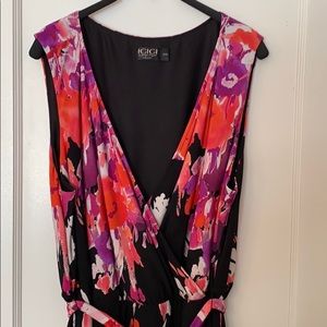 Beautiful sleeveless floral faux wrap dress. EUC